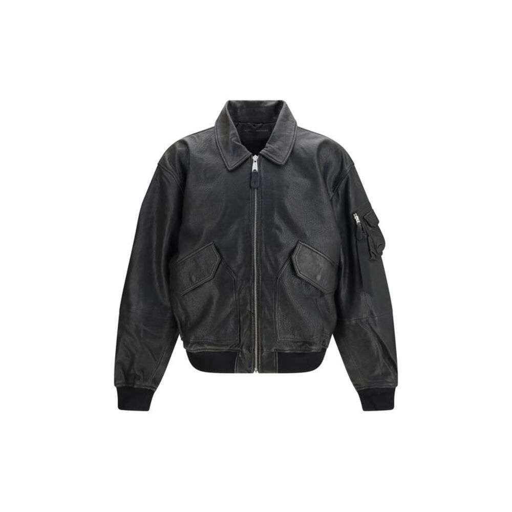 ALPHA INDUSTRIES Black Lambskin Leather Men's Jacket